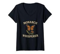 Mujer Monarch Whisperer Pollinator Garden Native Milkweed Camiseta Cuello V