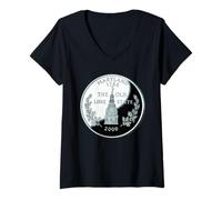 Mujer Moneda del cuarto del estado de Maryland Camiseta Cuello V