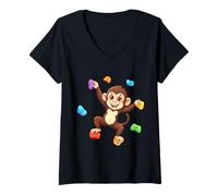 Mujer Monkey Boulder Escalada de Pared Interior Escalada de montaña Camiseta Cuello V