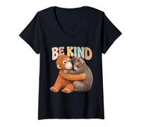 Mujer Monkey Punch Be Kind - Peluche Adorable para abrazar al bebé Camiseta Cuello V
