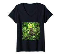Mujer Mono, Selva, Bosque, Vida Silvestre, Paisaje, fotografía, gráfico Camiseta Cuello V