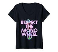 Mujer Monociclista Respect The Monowheel Camiseta Cuello V
