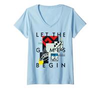 Mujer Monopoly Board Retro Deja Que comiencen los Juegos Camiseta Cuello V