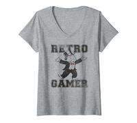 Mujer Monopoly Retro Gamer Mr. Monopoly Distressed Style Camiseta Cuello V