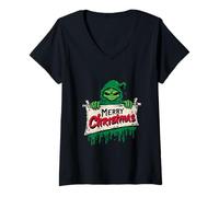 Mujer Monster Merry Christmas - Figura Decorativa navideña Camiseta Cuello V