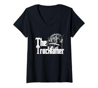 Mujer Monster Truck Jam Truckfather - Divertida camioneta UTE de papá y padre Camiseta Cuello V
