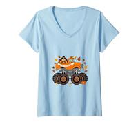 Mujer Monster Truck Pavo Feliz Acción de Gracias Niños Niño Bo Camiseta Cuello V