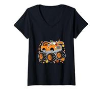 Mujer Monster Truck Pavo Feliz Acción de Gracias Niños Niño Bo Camiseta Cuello V
