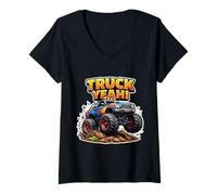 Mujer Monster Truck Yeah Funny Pun Wordplay Fan Lover Evento Cita Camiseta Cuello V