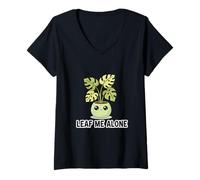Mujer Monstera Leaf Me Alone Lindo Juego de Palabras Camiseta Cuello V