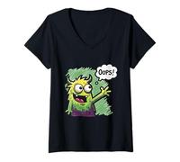 Mujer Monstruo Lindo Diciendo Oops Funny Doodle Creature Kids Humor Camiseta Cuello V