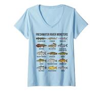 Mujer Monstruos de Río de Agua Dulce Grandes Especies de Peces de Agua Dul Camiseta Cuello V