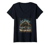 Mujer Mont Saint Michel France Gothic Vibes Vintage Inspired Camiseta Cuello V