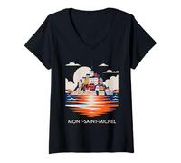Mujer Mont Saint Michel France Normandy Catholic Travel Lover Camiseta Cuello V