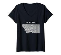 Mujer Montana Division - Mapa Topo de Altitudes Desconocidas Joy Plot Camiseta Cuello V