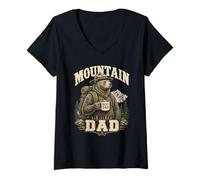 Mujer Montaña Papá Mejor Papi Oso Senderismo Al Aire Libre Papa Camiseta Cuello V