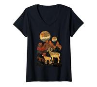 Mujer Montañas del desierto, cañones Desert Bighorn Sheep Camiseta Cuello V