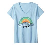 Mujer Monte ETNA Ätna Volcán Palermo Sicilly Italia Senderismo Regalos Camiseta Cuello V