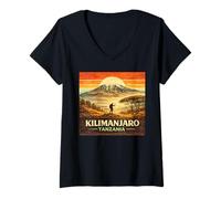 Mujer Monte Kilimanjaro Tanzania Monte Kilimanjaro Montaña Camiseta Cuello V