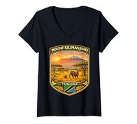 Mujer Monte Kilimanjaro Tanzania Monte Kilimanjaro Montaña Camiseta Cuello V