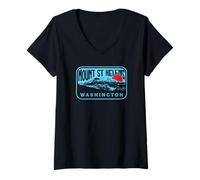 Mujer Monte Vintage Saint Helens Washington Volcán Estilo Retro Camiseta Cuello V