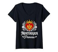 Mujer Montenegrin Princess Montenegro Flag Proud Montenegrin Girl Camiseta Cuello V
