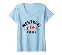 Mujer Montreal Ciudad Natal Canadá Viaje a Montreal Camiseta Cuello V