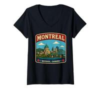 Mujer Montreal Ciudad Natal Canadá Viaje a Montreal Canadá Regalo Camiseta Cuello V
