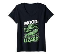 Mujer Mood Zero Thoughts 100 Lizard Funny Iguana Camiseta Cuello V