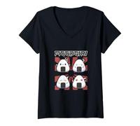 Mujer Moodgiri Onigiri - Lindo diseño de Comida Japonesa Camiseta Cuello V