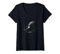 Mujer Moody Mujer Fumando Perfil Oscuro Noir Estética Camiseta Cuello V