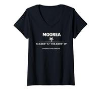 Mujer Moorea Polinesia Francesa Coordina Diseño de la Isla Camiseta Cuello V