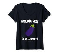 Mujer Moorning Funny Adult Sport Quote Breakfast of Champions Camiseta Cuello V