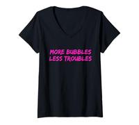 Mujer More Bubbles Less Troubles Problems Funny Champagne Lover Camiseta Cuello V