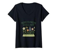 Mujer More Flowers, Less Lawn Save The Bees No Mow Pollinator Camiseta Cuello V