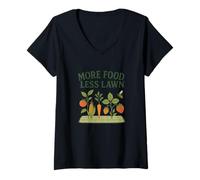 Mujer More Food Less Lawn Urban Farming No Mow Movement Camiseta Cuello V