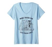 Mujer More Trash Can Less Trash Can’t Funny Raven Possum Camiseta Cuello V