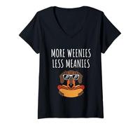 Mujer More Weenies Less Meanies Dachshund Lover Funny Dog Saying Camiseta Cuello V