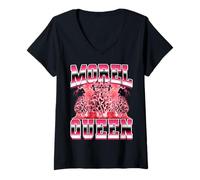 Mujer Morel Queen Mushroom Mycologist al Estilo Pirata de los 90 Camiseta Cuello V