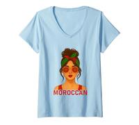 Mujer Moroccan Girl Morocco Flag Moroccan Girlfriend Wife Camiseta Cuello V