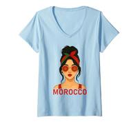 Mujer Moroccan Girl Morocco Flag Moroccan Girlfriend Wife Camiseta Cuello V