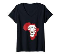 Mujer Morocco Flag Lion of Africa Proud Moroccan Football Game Camiseta Cuello V