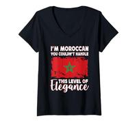 Mujer Morocco Flag Proud Elegant Moroccan Boyfriend Girlfriend Camiseta Cuello V