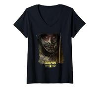 Mujer Mortal Kombat 2 Scorpion Portrait Camiseta Cuello V