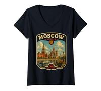 Mujer Moscú Rusia Casa de Vacaciones Moscú Family Trip Camiseta Cuello V