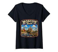 Mujer Moscú Rusia Vacaciones a Moscú Viaje Familiar Camiseta Cuello V