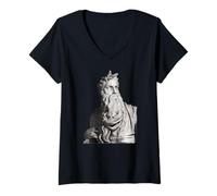 Mujer Moses Miguel Ángel Estatua Renacentista Profeta Torá Biblia Camiseta Cuello V