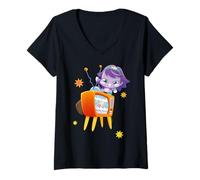 Mujer Moshi Monsters Zaffi En Televisión Poppeteer Poppet Camiseta Cuello V