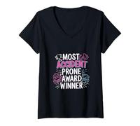 Mujer Most Accident Prone Award Winner Humor torpe |- Camiseta Cuello V