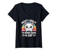 Mujer Most Likely To Bring Home A Cat Camiseta Cuello V